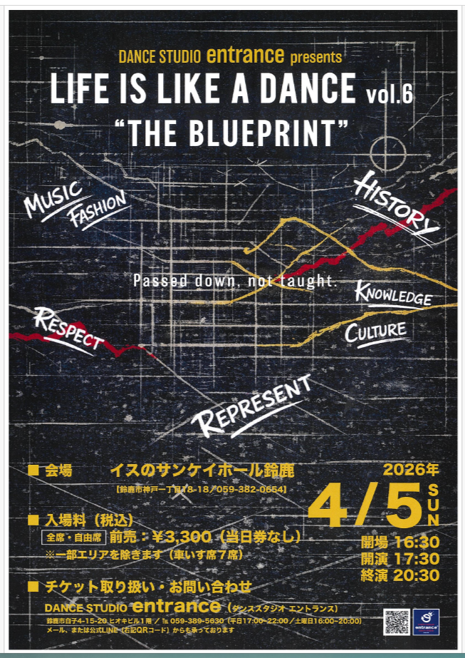 DANCE STUDIO entrance presents  LIFE IS LIKE A DANCE vol.6  “THE BLUEPRINT”